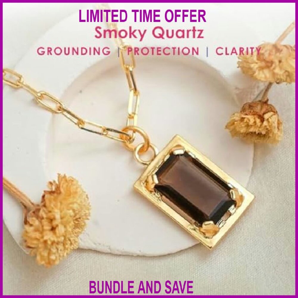 Gold Plated Rectangular Gemstone Necklace Adjusta… - image 4